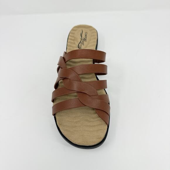 easy street Shoes - Easy Street Sheri Slide Sandals Cognac Women’s Size 11 W Comfort